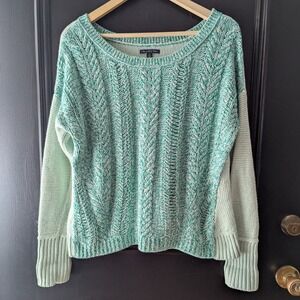 American Eagle Mint Green Cable Knit Marled Sweater Womens L Oversized Coastal